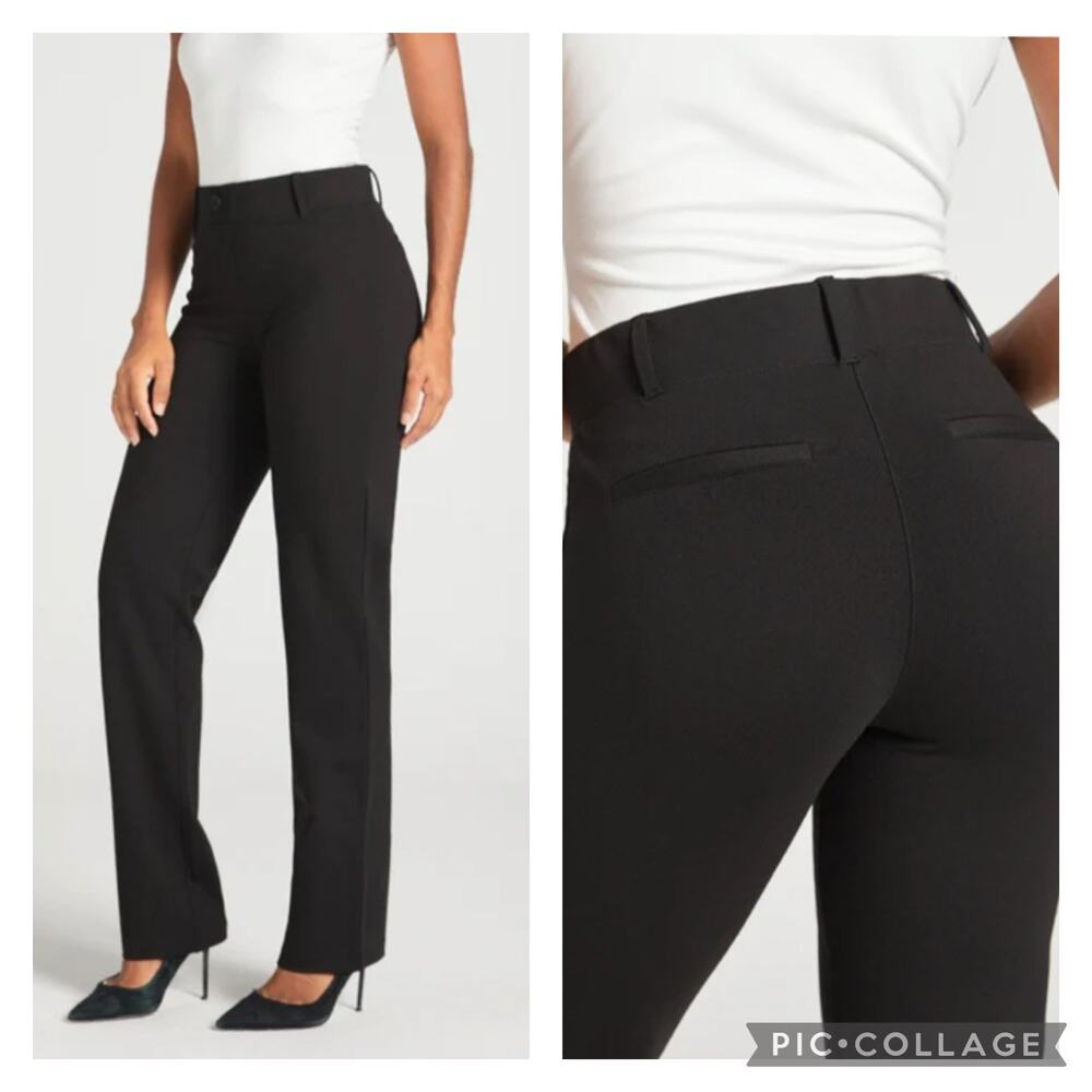 Betabrand Black Straight Leg Pants Pull On Classic Size Large